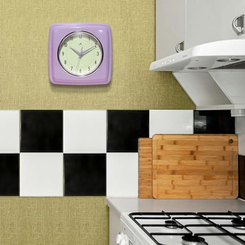 Horloge murale carrée rétro lavande 23,5 cm Infinity Instruments