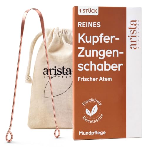 Arista Zungenreiniger aus Kupfer Zungenschaber Kupfer Mundgeruch Bekämpfen Ayurvedischer Zungenschaber Zungenreiniger Kupfer Antimikrobielle Wirkung Zungenkratzer Zungenreiniger Ayurveda