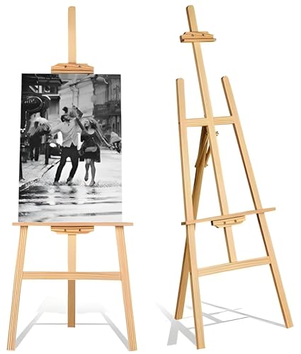 Image of Chocozone 5feet Easel Stand for Painting Easel Stand for White Board with Adjustable Height & Angle Indoor & Outdoor Advertisement Board (Wood)