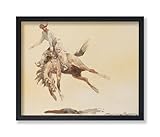 Poster Master Vintage Cowboy Poster - Retro Cowboy on a Bucking Horse Print - Old Western Rider Art - Gift for Men & Women - Rustic Decor for Bedroom, Living Room or Dorm - 8x10 UNFRAMED Wall Art