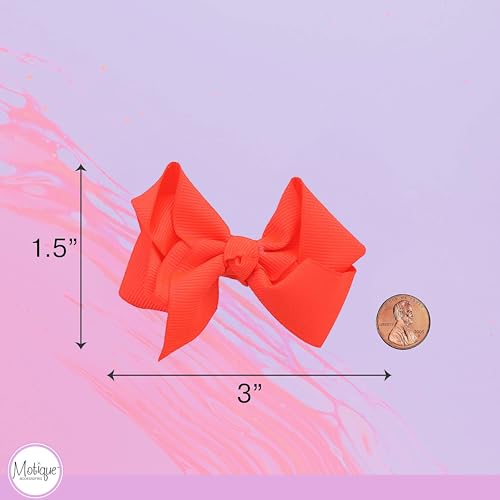 Image of Small Solid Bow for Girls - Set of 12 (Neon Orange)