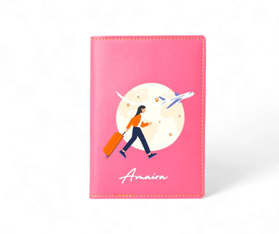 Image of Unisex Passport Cover for Men & Women | Printed, Classy & Stylish | Vegan Leather Passport Cover for Travel (Pink)