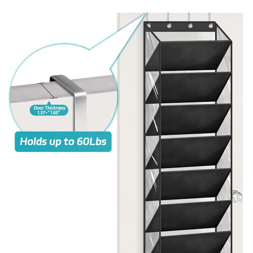 AOODA 10 Tier Clear Over the Door Shoe Organizer Storage, Deep Pockets Large Hanging Shoe Rack for Closet Door, Fit 20 Pairs Shoe Holder Hanger for Sneakers, Boots (Black) by AOODA - Image 5