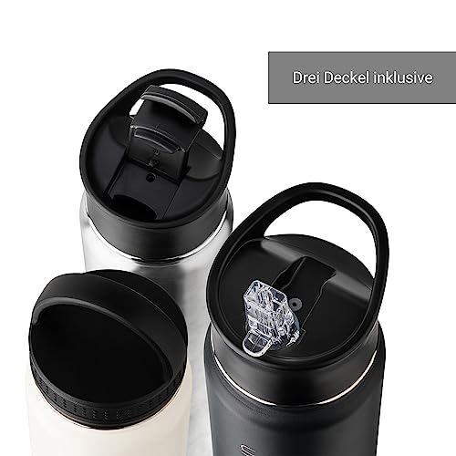 Vinsun Edelstahl Trinkflasche 750ml mit Strohhalm Deckel - 3 Deckel inkl. – Ansicht 6