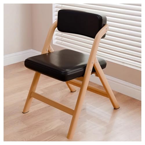 Luulife折りたたみ式無垢材ダイニングチェア PUレザーオフィスデスクチェア 折りたたみ式布張り椅子 便利で省スペース 快適に座る 安定した耐荷重 マルチカラー ライト 家庭用と業務用両方に適しています 台所 勉強 屋外 ピクニック 再会 (木目カラー