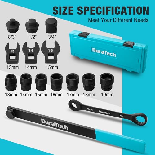 Image of DURATECH 15-Piece Universal Ratcheting Serpentine Belt Tool Set, Belt Tensioner Tool Kit with Blackening Treatment for Installing and Removing Pulleys and Belts