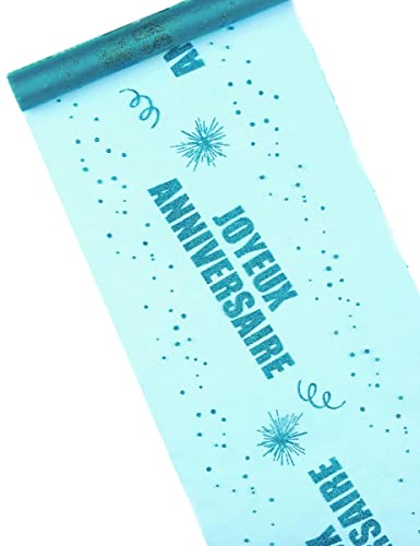 Chemin de table anniversaire bleu turquoise