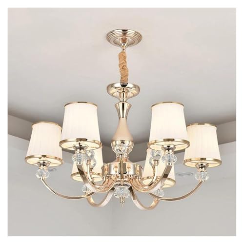 Lustre en cristal doré à 6 bras pour salon et salle à manger chic