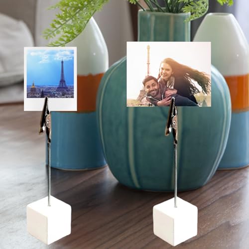 Fotohalter Mit Klammern, 20 Stück Holz Fotoständer Mit Ständer, Postkartenhalter Holz Fotoständer,Postkartenhalter Für Büro, Hochzeiten Und Partys, Foto Halter Für Notizen Und Karten