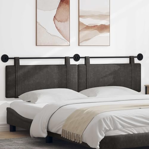 sephironlbb Cabecero colgante negro de poliuretano antiguo con acolchado suave 210 x 55 x 5 cm, montaje en pared para dormitorio, cabecero versátil con soporte estable