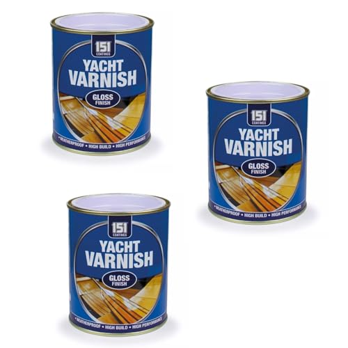PEBBLE HUG Yacht Varnish Gloss Finish Paint, UV-Resistant, Easy to Apply, Perfect for Boat Decks, Furniture, Wood Projects, Interior & Exterior Use, 300ml, (3 Pcs)