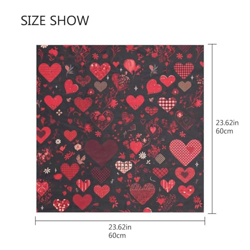Heart Shape Decor Love Red Black silk scarf neckerchief silk scarf essentials for men for winter chal para mujer2
