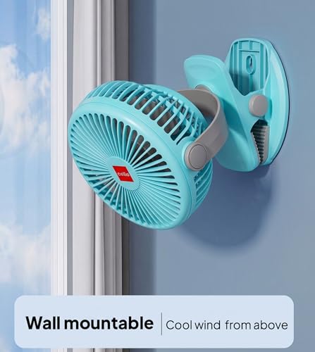 Image of CELLO Air-Vel Electric USB Type C Recharging Portable Fan 1800mah Blue | Upto 4 Hours Backup, BLDC Silent Motor, 3 Speed Setting, Replaceable Battery | Mini Table Fan For Office Desk, Home & Kitchen