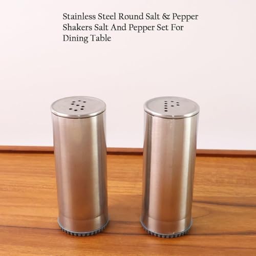 Image of S.S Salt & Papper Salt and Pepper Shakers - Modern Kitchen Stainless Steel Salt and Pepper Shakers - 3.0 Inch (Pack of- 2) (S.S Salt & Papper)