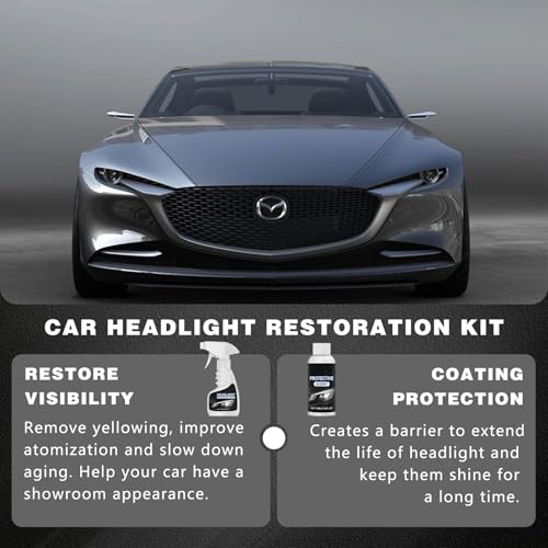 Car Headlight Restoration Kit, New Headlight Cleaner and Coating for Cars, Automotive Headlights Restoration Kit with Sponge and Towel, Removing Yellowing Oxidized - Image 4