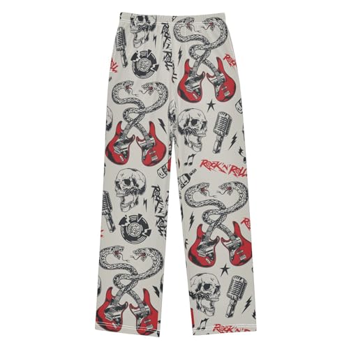 visesunny Boys Pants Colorful Guitar Skull Soft Long Bottoms Jogger Pants Elastic Waist Trousers with Pockets XL
