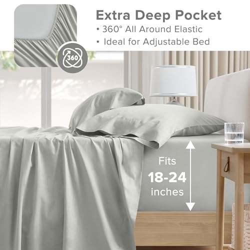 Image of Comfort Spaces 100% Cotton Percale Sheets King Extra Deep Pocket, 4 Pcs