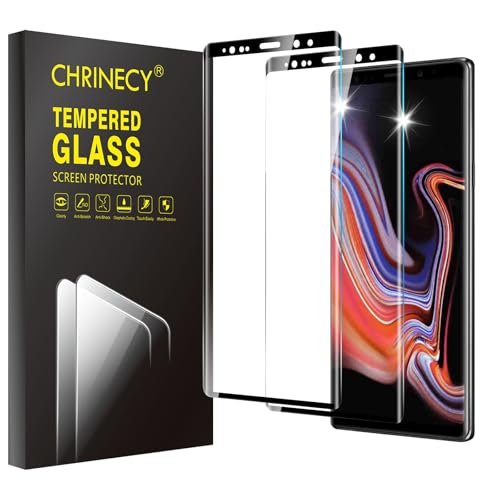 CHRINECY 2 Pack Screen Protector for Samsung Galaxy Note 9, 3D Curved Edge Tempered Glass Film, Premium HD Clarity, 9H Hardness, Case Friendly, Anti-Scratch, Easy Installation