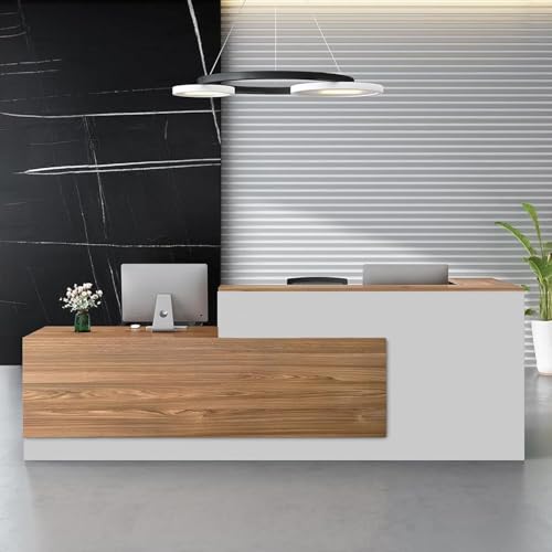 Reception Desk with Counter – Large Wooden Reception Station with Lockable Drawers & Storage Cabinet