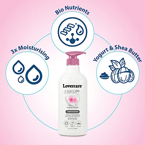 Lovercare Combo Goat Milk Moisturizing Body Wash Shower Cream Cherry Blossom 40.7 Fl Oz & Lovercare Goat Milk Cherry Blossom Body Lotion 27 Fl Oz #TOP2