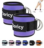 2PCS Ankle Straps for Cable Machines Women Men Gym Workout Ankle Strap for Cable Machine Adjustable Leg Straps Cuff Attachment Glute Workouts with Double D-Rings & Neoprene Padding, Purple