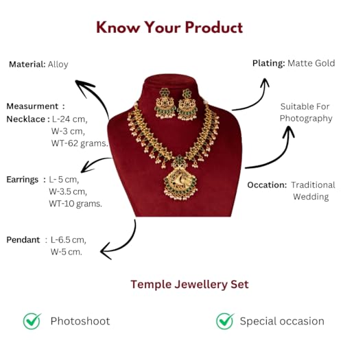 Image of Sasitrends Classic Matte Gold Plated Necklace Set For Women