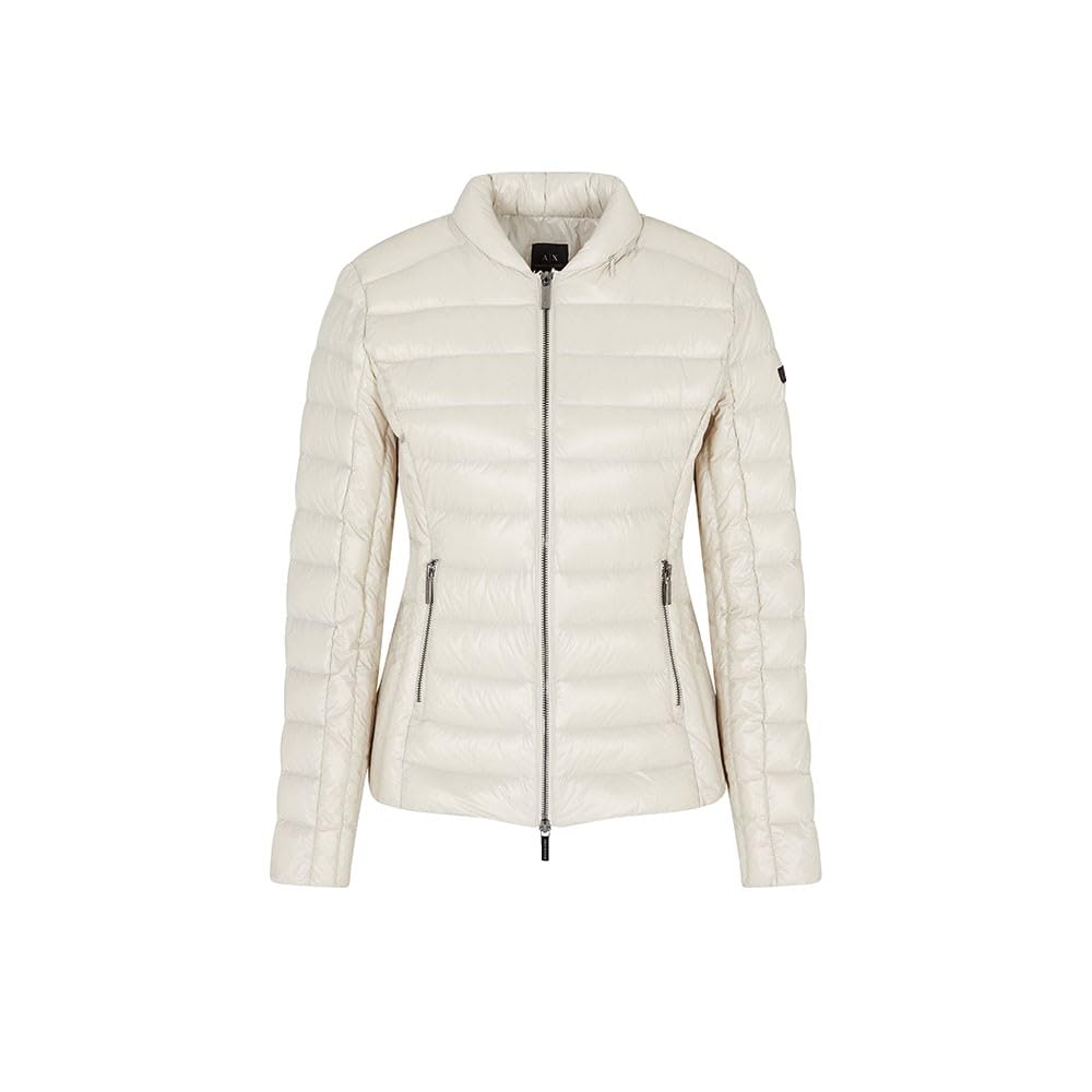 Armani Exchange Women's Padded Side Logo Patch Adjustable Collar, Jacket, Grey, XS