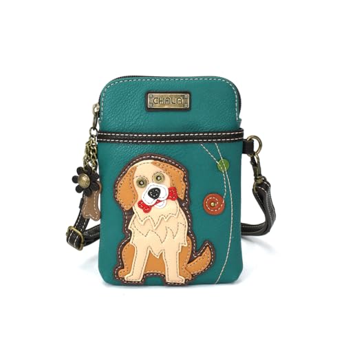 Image of CHALA Dog Collection Cell Phone Crossbody Purse-Women PU Leather /Canvas Multicolor Handbag with Adjustable Strap