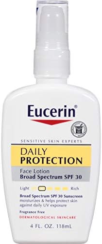 Eucerin Daily Protection Face Lotion - Broad Spectrum SPF 30 - Moisturizes and Protects Sensitive, Dry Skin - 4 fl. oz. Pump Bottle