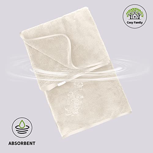Cosy Family Microfiber 4 Pack Bath Towel Set, Lightweight And Quick Drying, Ultra Soft Highly Absorbent Towels For Bathroom, Gym, Hotel, Beach And Spa (Cream) #TOP5