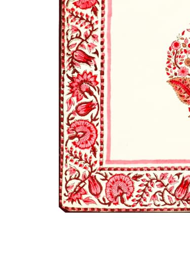 Image of Roze Hand Block Printed Cushion Cover Set | Cushions Cover for Home & Office | 100% Cotton Fabric | Size - 16 x 16 Inches | Pack of 2 Cushion Covers | Color - White