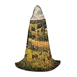 Realzador de detalles: el disfraz medieval renacentista con estampado de granja con ciervos es un accesorio esencial para los entusiastas del cosplay, disponible para hombres y mujeres, y su diseño multifuncional con sutiles detalles de estilo medieval se adapta a roles como reyes, reinas, brujas y vampiros.