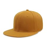 CHOK.LIDS Flat Bill Visor Classic Snapback Hat Blank Adjustable Brim High Top End Trendy Color Style Plain Tone Baseball Cap (Tan)