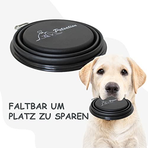 PETSATION – Faltbarer Hundenapf für unterwegs [Das Original] Reisenapf, Fressnapf & Wassernapf für Hunde - 350 ml Trinknapf, ideal für Reisen, Spaziergänge & Alltag – Leicht, kompakt (350ml, Schwarz)