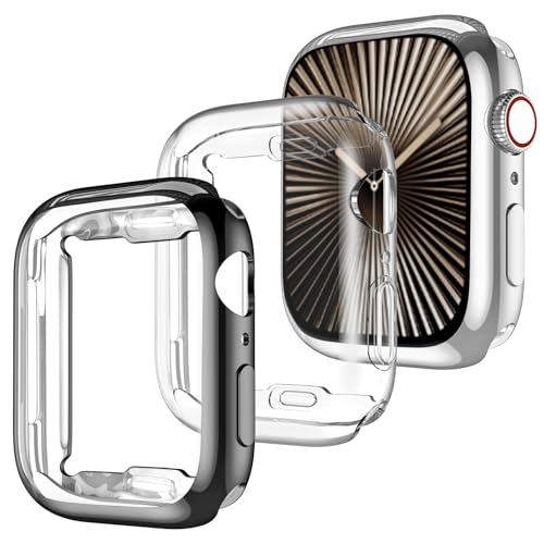 GEAK Compatible with Apple Watch Series 11 10 Cover 46mm,Soft HD High Sensitivity Screen Protector Case TPU All Around Protective Bumper Compatible with Apple Watch Series 11 10 Screen Protector 46mm,