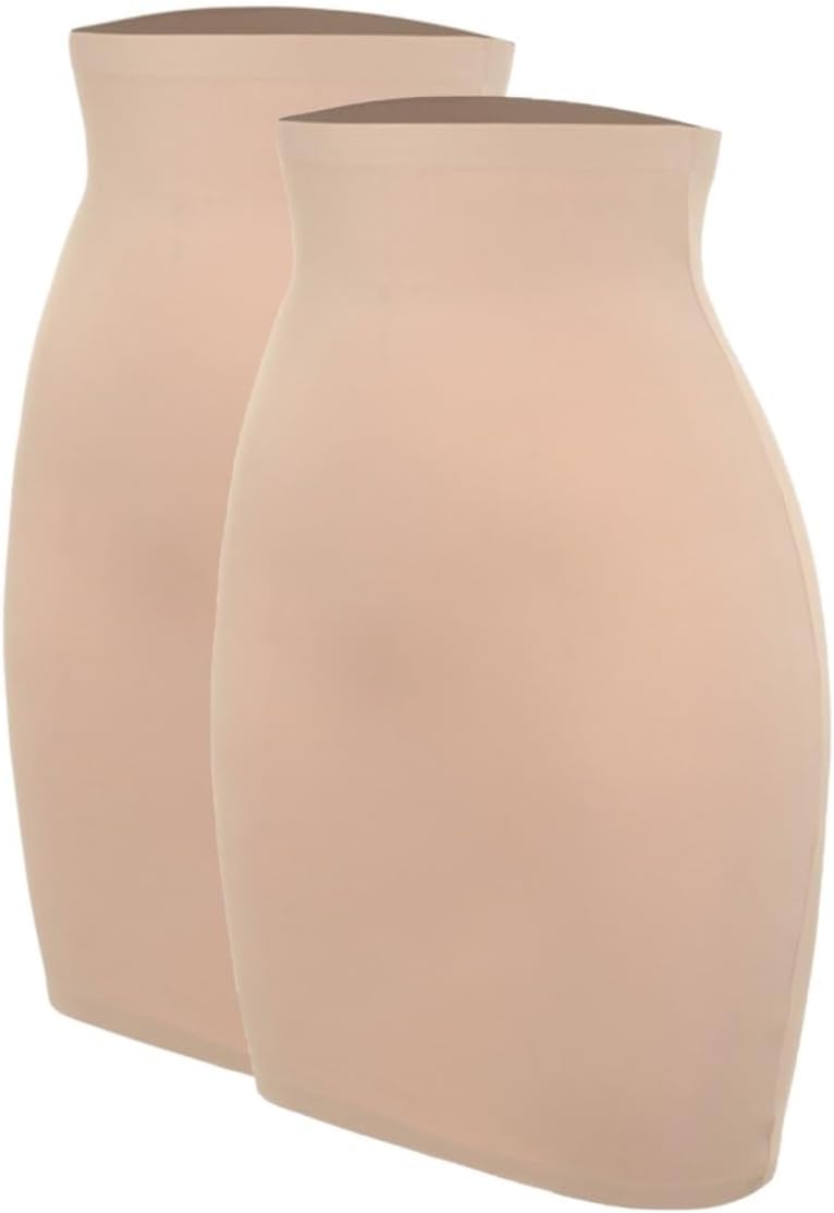 High Waist Tummy Control Slips Woman Seamless Slimming Half Slip Underwear Body Shaper Underdress 2PCS