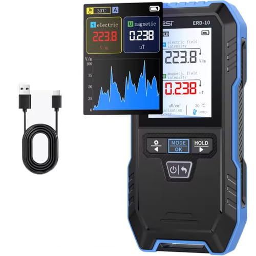 Fasizi Medidor EMF 4 en 1 ERD 10 Detector de Campo electromagnético para medición de Temperatura EF RF MF