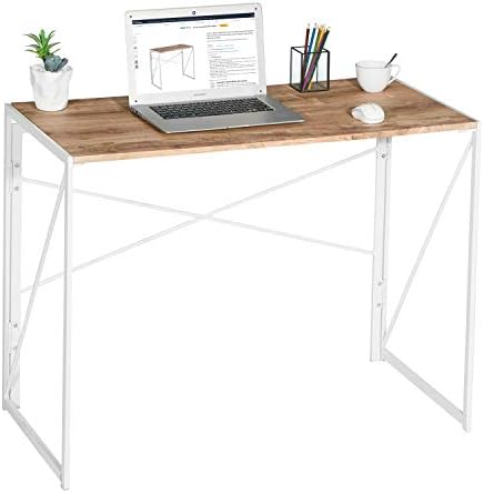 Coavas Folding Computer Desk Office Work Desk No-Assembly Student Study Foldable Laptop PC Gaming Desk for Small Spaces Home Bedroom Corner Wooden Kids Writing Desk Simple Style (100x50x75cm,Oak)