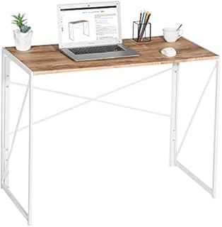 Coavas Folding Computer Desk Office Work Desk No-Assembly Student Study Foldable Laptop PC Gaming Desk for Small Spaces Home Bedroom Corner Wooden Kids Writing Desk Simple Style (100x50x75cm,Oak)