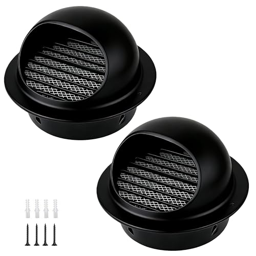 3 Inch Wall Vent Cover Stainless Steel Round Exhaust Grille Ventilation Outlet Wall Air Vent Dryer Hood External Extractor Black Paint