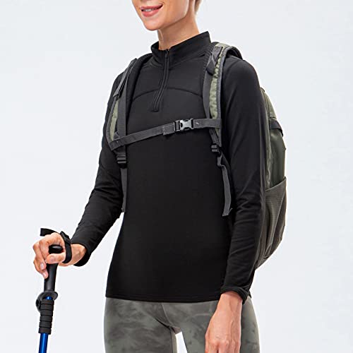 Staright T-shirt esportiva feminina de manga comprida Fleece Quarter Quente Zip Caminhada Moletom de