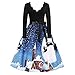 Produktbild Damen Weihnachtskleider, Frauen Geschenk Vintage Christmas Print Langarm Oansatz Abend Party Swing Kleid Club Festival Karneval Kleid Karneval Kostüme Dress Kleid