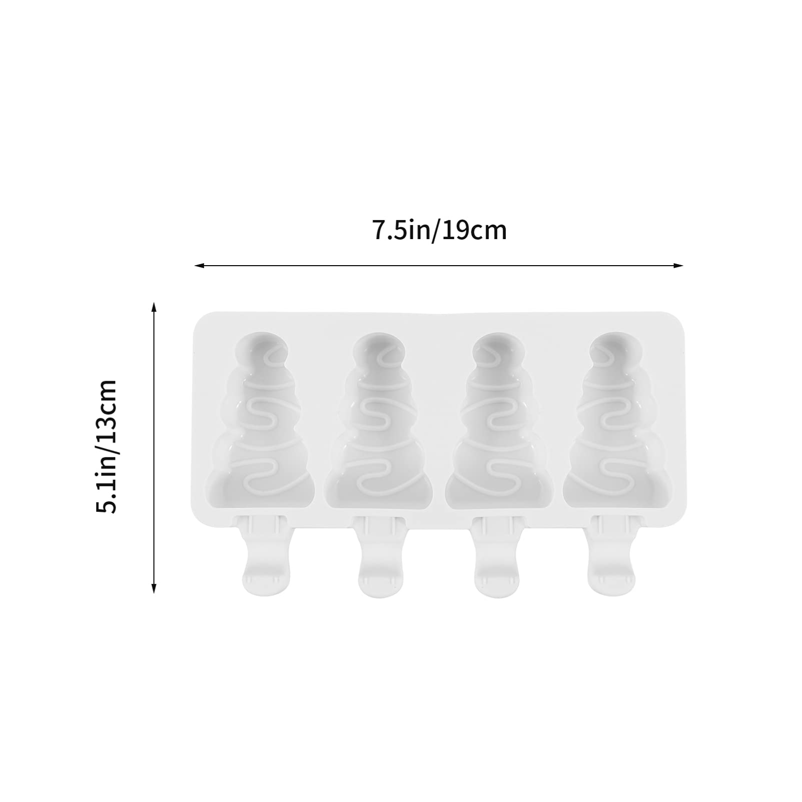 YARNOW Christmas Tree Ice Pop Molds - Reusable 4 Slots Popsicle Trays With Easy Release Shaper, Cake Pops Mold and Wooden Sticks