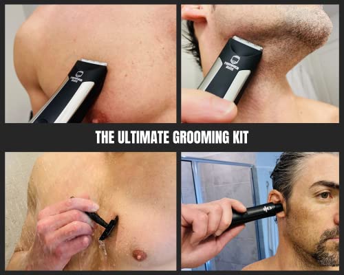 Mens Grooming Kit Box - Body Hair Trimmer For Men, Nose Hair Trimmer, Beard Trimmer, Groin Hair Trimmer, Double-Edged Safety Face Razor, Grooming Kit For Men, Wireless Charging, Fully Waterproof #TOP1