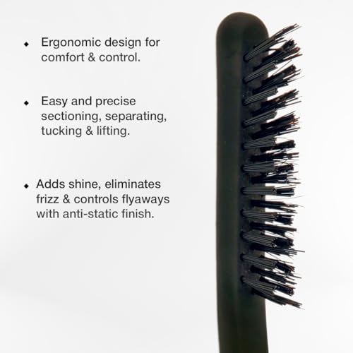 Image of Ikonic Professional Teasing Brush with Ionic Technology, Adds Volume, Anti Static, Adds Shine, Sectioning Brush, Back Combing, Heat Resistant, All Hair Types, Salon & Personal Use