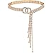 Suyi Gold Kristall Taillenkette für Frauen Strass Chian Gürtel O-Ring Kette Geschenk zum Geburtstag Gold 105CM
