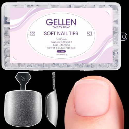 Gellen Press On Toenails 300PCS Short Square Toe Nail Tips Full Cover Matte Soft Gel Fake Toenails,...