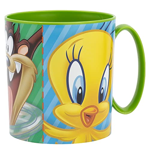 Taza infantil de plástico reutilizable para microondas de 390 ML de Looney Tunes