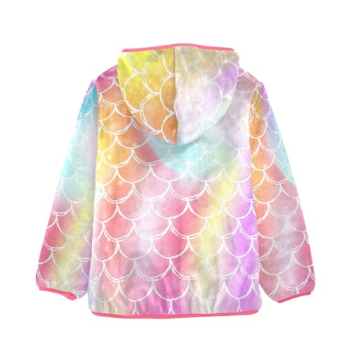 OTVEE Rainbow Fish Scale Kids Hoodie Jacket Fall Spring Full Zip Warm Outwear Coat2