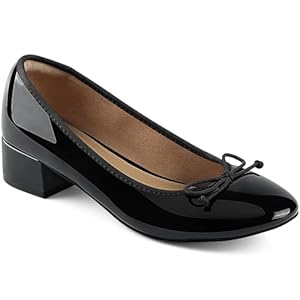 JENN ARDOR Chunky Block Low Heels Bow Round Closed Toe Comfort Work Casual Slip-On Bridal Wedding Guest Dress Sexy Prom Pumps Shoes for Women